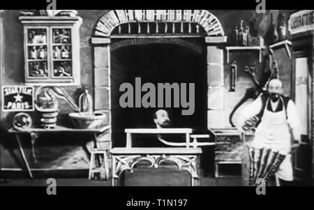 Il gonfiaggio di un uomo di testa vintage Foto Stock