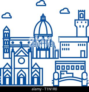 Firenze Italia icona linea concept. Firenze Italia piatto simbolo del vettore, segno, illustrazione di contorno. Illustrazione Vettoriale