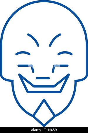 Maschera smorfie gli Emoji icona linea concept. Maschera smorfie gli Emoji piatto simbolo del vettore, segno, illustrazione di contorno. Illustrazione Vettoriale