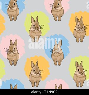 Coniglietto di pasqua Seamless Pattern sul grigio. Dolci colori pastello illustrazione Illustrazione Vettoriale