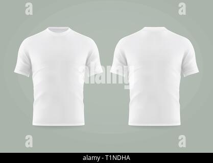 Impostare isolate di t-shirt bianco o abbigliamento realistica Illustrazione Vettoriale