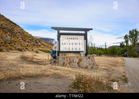 Ingresso alla Patagonia Parco Nazionale, Aysen, Patagonia, Cile Foto Stock