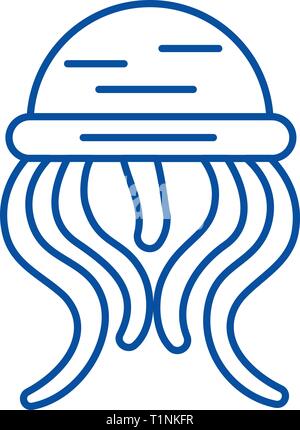 Medusa icona linea concept. Medusa piatto simbolo del vettore, segno, illustrazione di contorno. Illustrazione Vettoriale