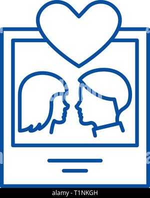 Foto memorabile icona linea concept. Foto memorabile piatto simbolo del vettore, segno, illustrazione di contorno. Illustrazione Vettoriale