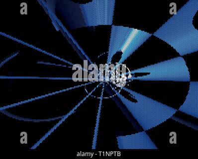 Disco e raggi - tecnologia di sfondo vettoriale consistono di esagoni Illustrazione Vettoriale