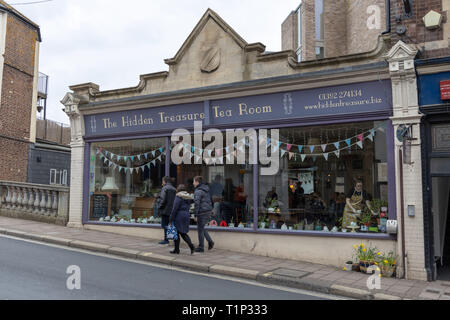 Il tesoro nascosto di Tea Room, Exeter, Regno Unito Foto Stock