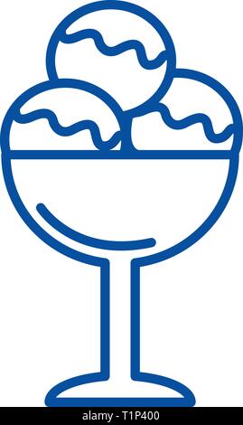 Coppa di gelato icona linea concept. Coppa di gelato piatto simbolo del vettore, segno, illustrazione di contorno. Illustrazione Vettoriale