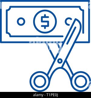 Ottimizzazione dei costi icona linea concept. Ottimizzazione dei costi vettore piatto simbolo, segno, illustrazione di contorno. Illustrazione Vettoriale