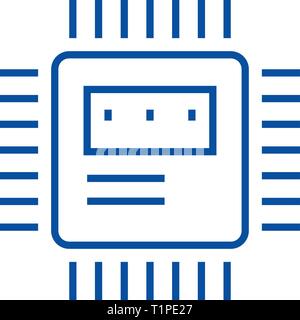 Cpu icona linea concept. Cpu piatto simbolo del vettore, segno, illustrazione di contorno. Illustrazione Vettoriale