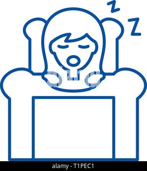 Sonno profondo icona linea concept. Sonno profondo piatto simbolo del vettore, segno, illustrazione di contorno. Illustrazione Vettoriale