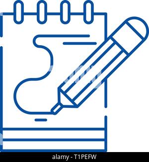 Note di agenda icona linea concept. Note di agenda piatto simbolo del vettore, segno, illustrazione di contorno. Illustrazione Vettoriale