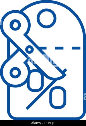 Sconti,etichetta,forbici icona linea concept. Sconti,etichetta,forbici piatto simbolo del vettore, segno, illustrazione di contorno. Illustrazione Vettoriale