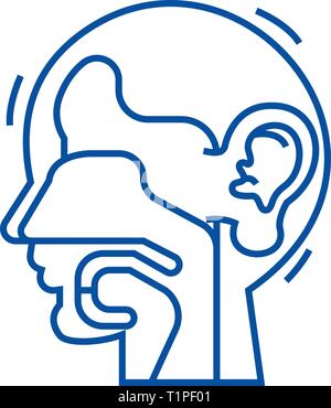 Orecchio, naso e gola,ent icona linea concept. Orecchio, naso e gola,ent piatto simbolo del vettore, segno, illustrazione di contorno. Illustrazione Vettoriale