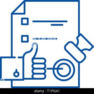 Il sistema di controllo della qualità icona linea concept. Il sistema di controllo della qualità piatto simbolo del vettore, segno, illustrazione di contorno. Illustrazione Vettoriale