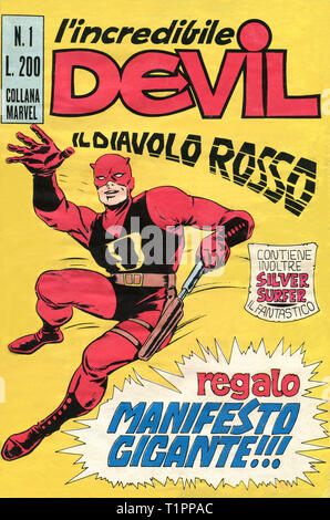 Italia - 1970: la prima edizione di Marvel comic books, coperchio di Daredevil, l'incredibile diavolo Foto Stock