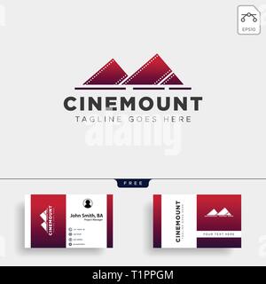 Cinema delle Montagne film semplice logo template vettoriale icona illustrazione elemento isolato - file vettoriali Illustrazione Vettoriale