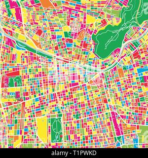 Santiago del Cile colorato modello mappa. Wall Art vector pattern. Illustrazione Vettoriale