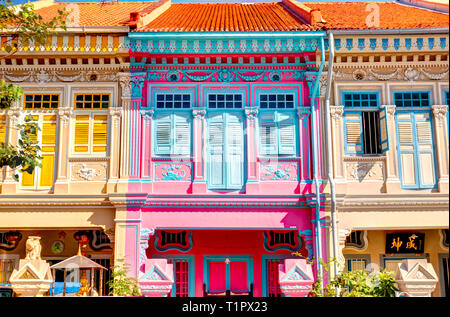 Storico Peranakan case di Joo Chiat, Singapore Foto Stock