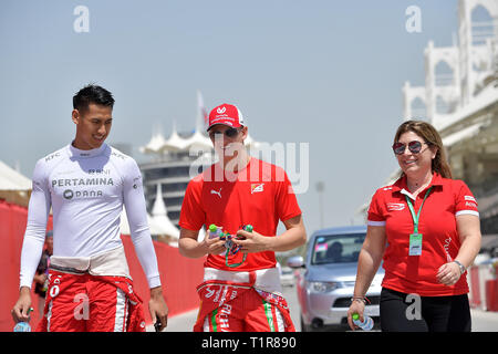 Sakhir, Bahrain. 28 Mar, 2019. 28.03.2019, il Circuito Internazionale del Bahrain, Sakhir, FORMULA 1 GULF AIR BAHRAIN GRAND PRIX 2019, foto di Formula 2 driver Mick Schumacher foto © nordphoto/Bratic | Utilizzo di credito in tutto il mondo: dpa/Alamy Live News Foto Stock