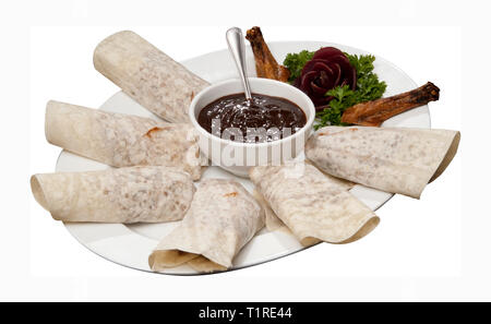 Frittelle di anatra con salsa hoisin Foto Stock