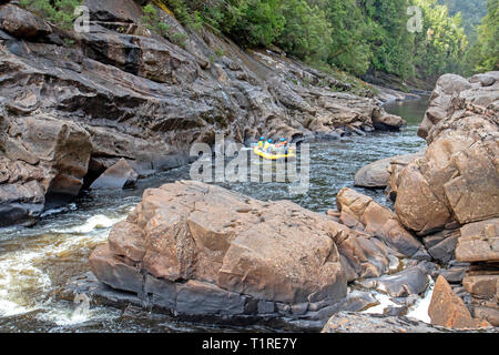 Zattera a Newland cascate sul fiume Franklin Foto Stock