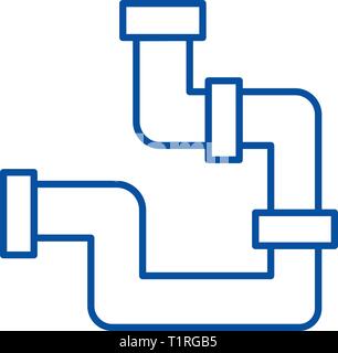 Tubi idraulici icona linea concept. Tubi idraulici piatto simbolo del vettore, segno, illustrazione di contorno. Illustrazione Vettoriale