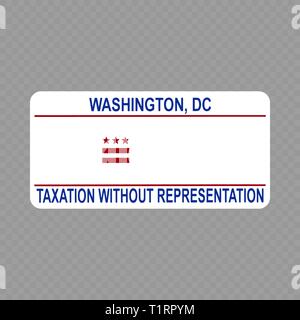 Numero di targa. Veicolo targhe di immatricolazione di stato USA - Washington, DC. Distretto della Columbia Illustrazione Vettoriale