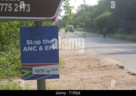 Un DA cartellone elettorale, Marloth park, Sud Africa Foto Stock