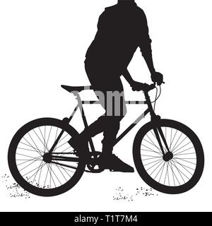 Silhouette di un ciclista maschio su sfondo bianco Illustrazione Vettoriale