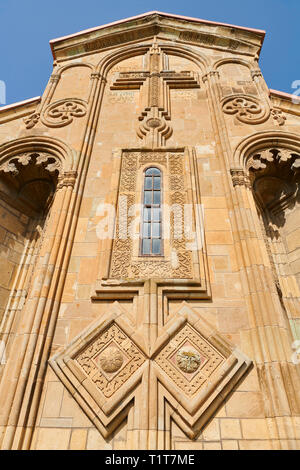 Foto & immagine della pietra esterna decorazioni di lavoro dell'Samtavisi Cattedrale Ortodossa Georgiana, XI secolo, Shida Karti Regione, Georgia (paese) Foto Stock