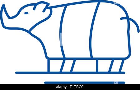 Rhinoceros icona linea concept. Rhinoceros piatto simbolo del vettore, segno, illustrazione di contorno. Illustrazione Vettoriale