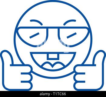 Mostra ok gli Emoji icona linea concept. Mostra ok gli Emoji piatto simbolo del vettore, segno, illustrazione di contorno. Illustrazione Vettoriale