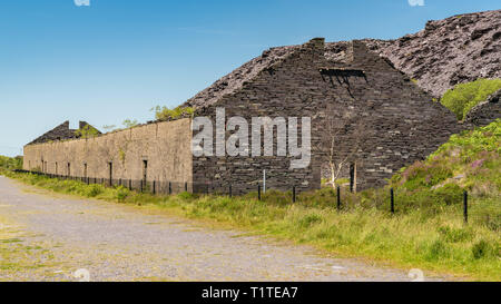 Casa abbandonati a Dinorwic Quarry vicino a Llanberis, Gwynedd, Wales, Regno Unito Foto Stock