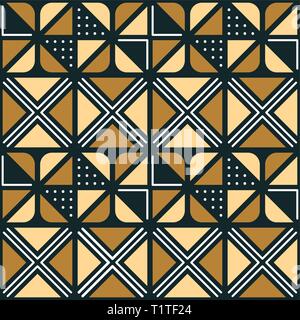 Nazionale Africana ornamento con elementi triangolari. Modello senza giunture per prodotti tessili. Bordo per decorare i vestiti in stile africano. Illustrazione Vettoriale