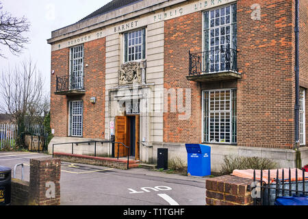 East Finchley biblioteca pubblica nel quartiere di Barnet, Londra Foto Stock