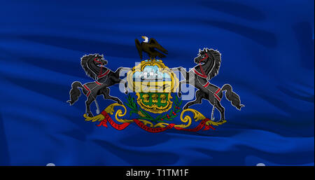 In Pennsylvania bandiera sul vento. Alta qualità 3D illustrazione Foto Stock