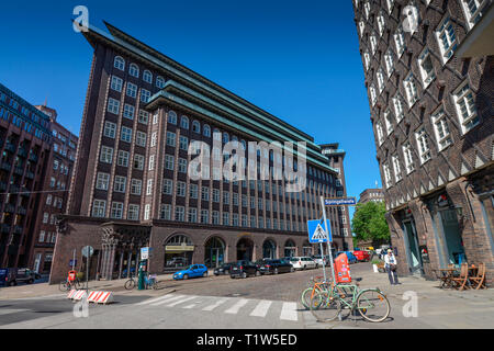 Chilehaus, Fischertwiete, Kontorhausviertel, Amburgo, Deutschland Foto Stock