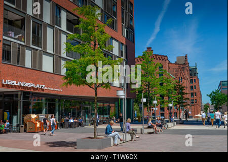 Ueberseeboulevard, Ueberseequartier, Hafencity di Amburgo, Deutschland, Überseeboulevard, Überseequartier Foto Stock