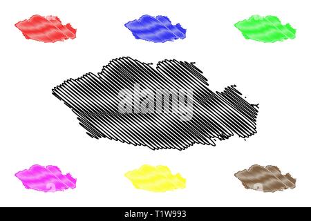 Vale of Glamorgan (Regno Unito, Galles Cymru, principali zone del Galles) mappa illustrazione vettoriale, scribble schizzo Vale of Glamorgan County Borough ( Illustrazione Vettoriale