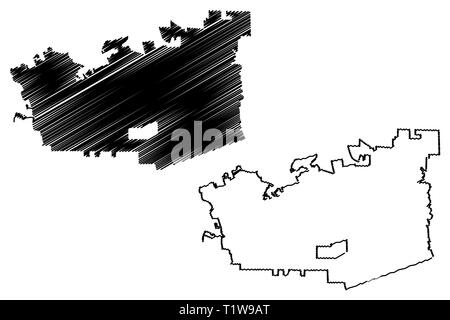 Chula Vista Città (Stati Uniti città, Stati Uniti d'America, usa city) mappa illustrazione vettoriale, scribble schizzo città di Chula Vista mappa Illustrazione Vettoriale