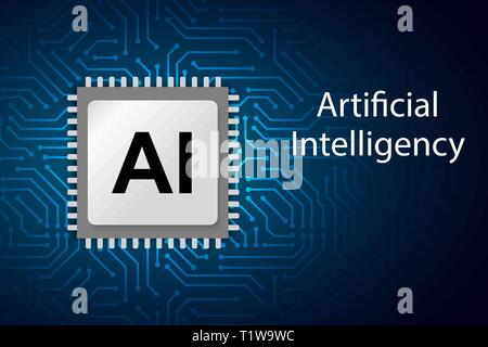 Intelligenza artificiale landing page. Website template per ia sfondo tecnologico Illustrazione Vettoriale