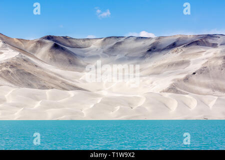 Deserto e acqua II, Bulunkou fiume al Karakorum Highway (Karakoram Highway, provincia dello Xinjiang, Cina) Foto Stock