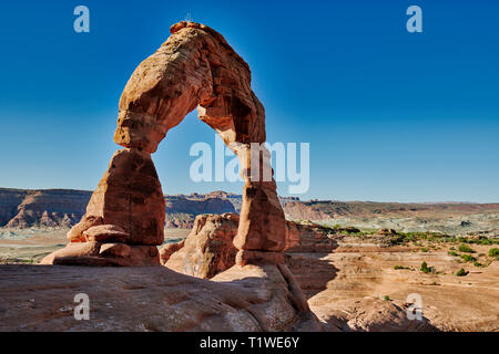 Delicate Arch nel Parco Nazionale Arches, Moab, Utah, USA, America del Nord Foto Stock