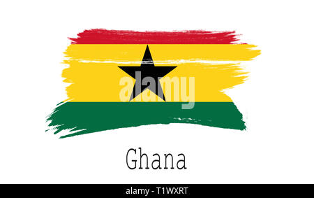 Il Ghana bandiera su sfondo bianco, rendering 3D Foto Stock