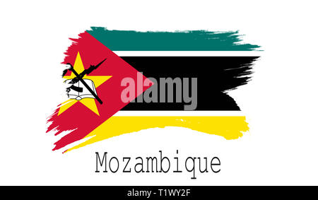 Mozambico bandiera su sfondo bianco, rendering 3D Foto Stock