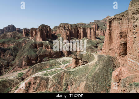 Danxia Binggou Lanform Scenic Area, Zhangye, Gansu, Cina Foto Stock