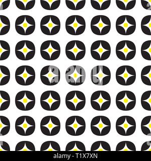 Vettore geometrico seamless pattern. In bianco e nero e colore giallo Illustrazione Vettoriale