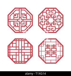 Set di vettore coreano tradizionale elementi di design Illustrazione Vettoriale