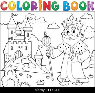 Libro da colorare re argomento 2 - eps10 illustrazione vettoriale. Illustrazione Vettoriale