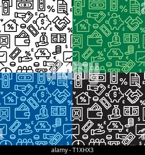 Illustrazione di affari e finanza in bianco e nero i modelli senza giunture Illustrazione Vettoriale